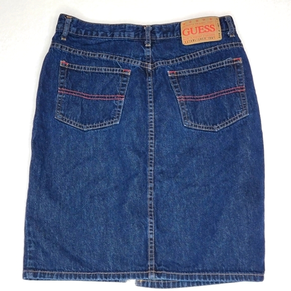 GUESS Los Angeles Blue Denim 5-pocket Front Split Skirt Size 28. #448 - Picture 4 of 5
